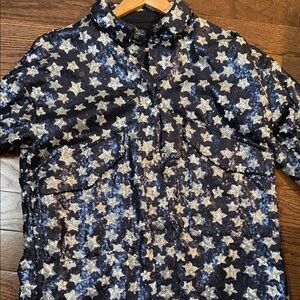 Zara Star Pattern Bomber Jacket - Black and White